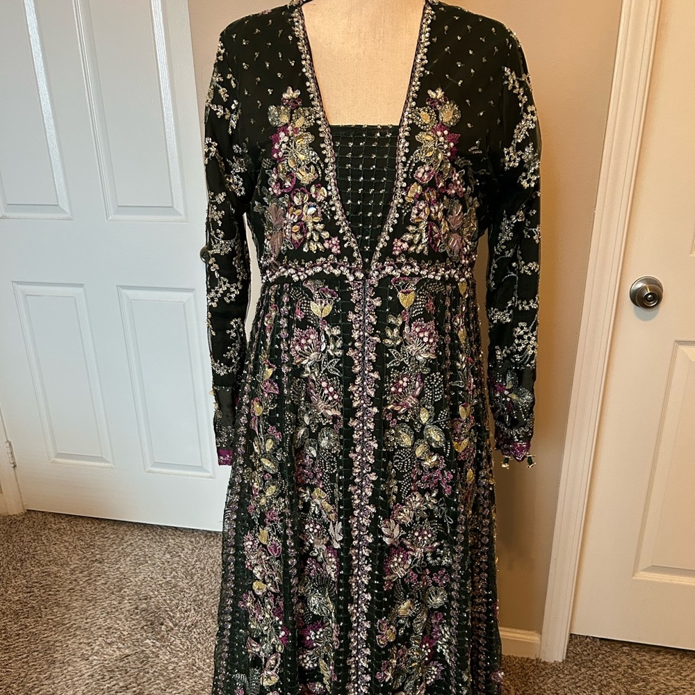Pakistani Indian Formal Luxury Green Outfit L